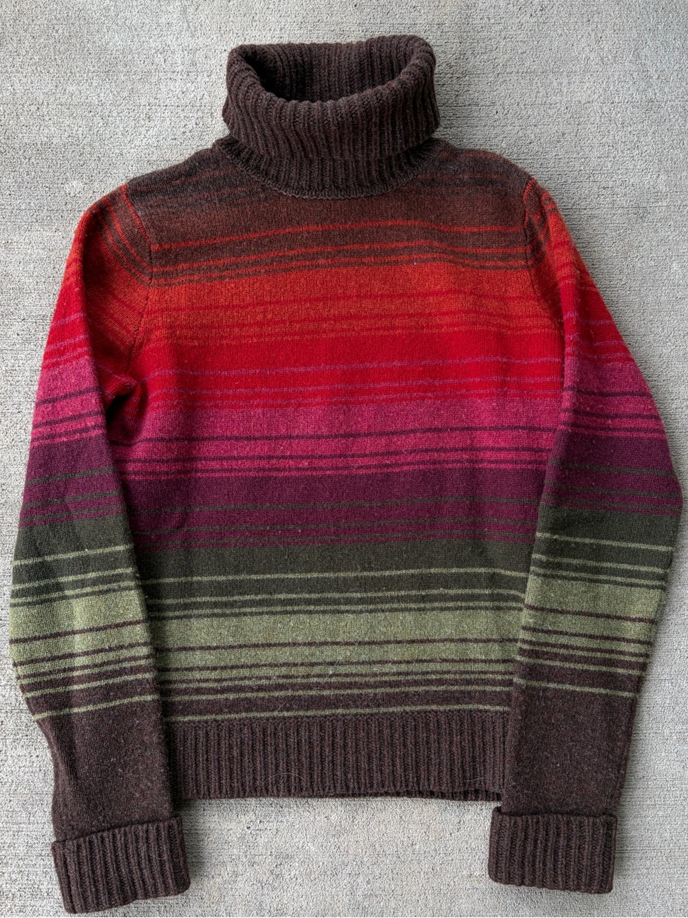 Vintage 90s Eddie Bauer collector 100% lambswool stripe turtleneck sweater knit